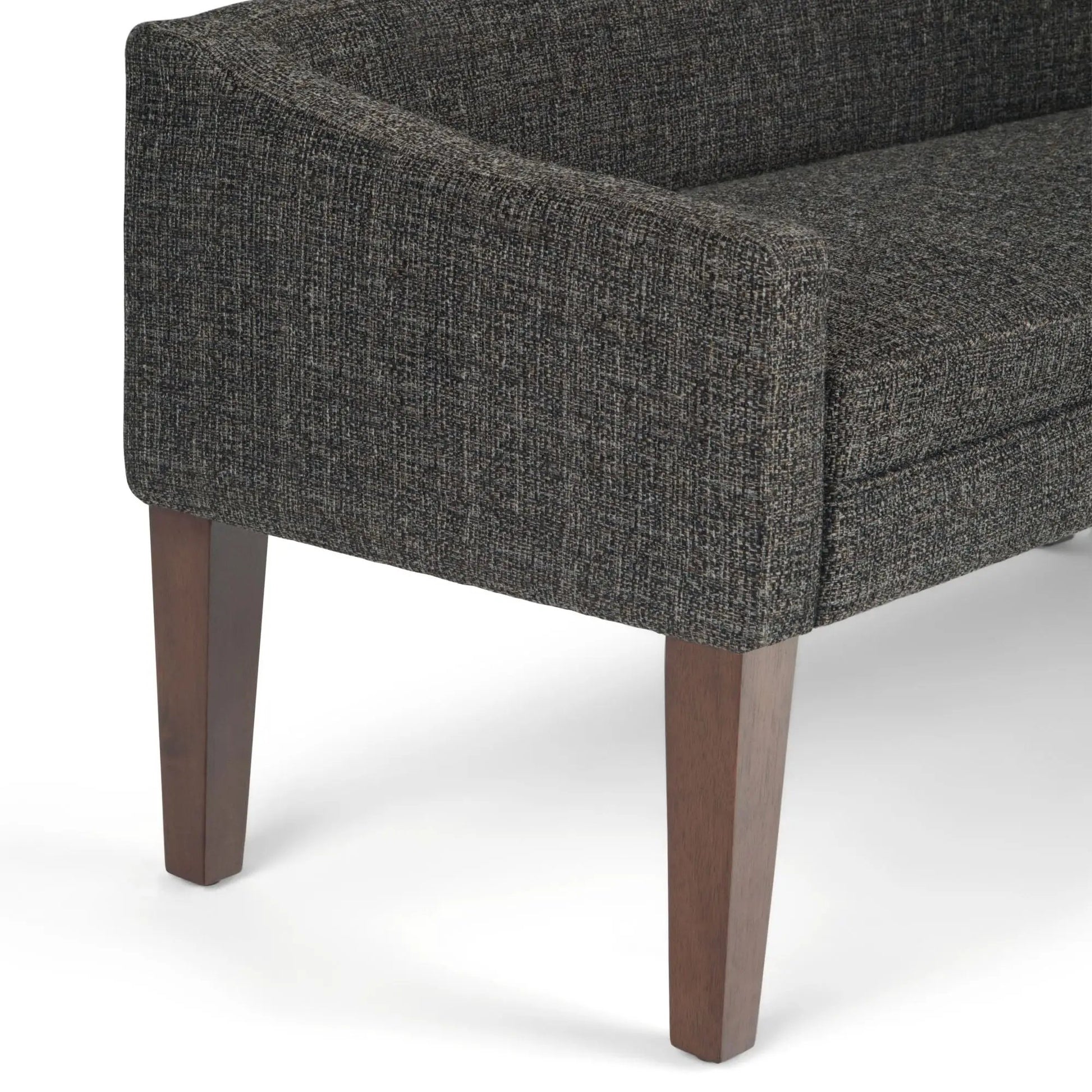 Parris contemp Upholstered bench, dark gray boucle fabric, wood legs Unique Piece Furniture on Tampa Home & Garden Store