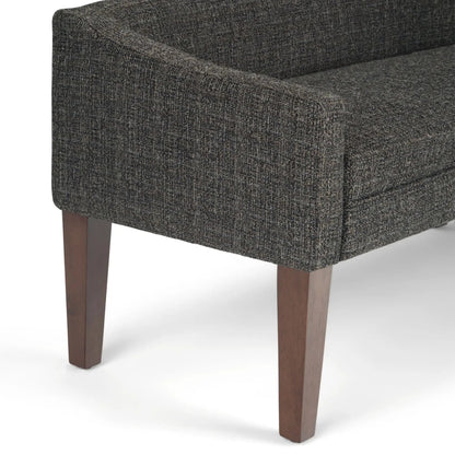 Parris contemp Upholstered bench, dark gray boucle fabric, wood legs Unique Piece Furniture on Tampa Home & Garden Store