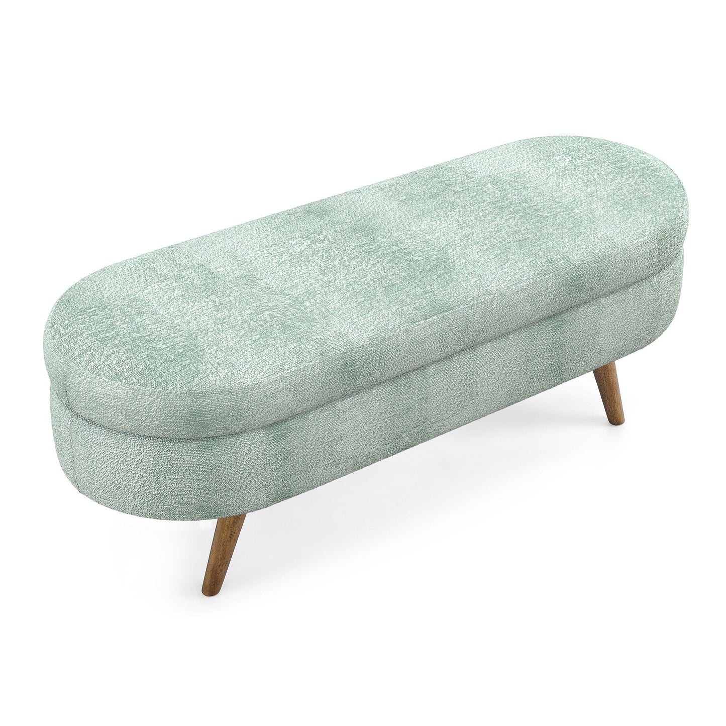 HouseOfZazla mint green oval storage ottoman with rubber wood legs on Tampa Home & Garden Store