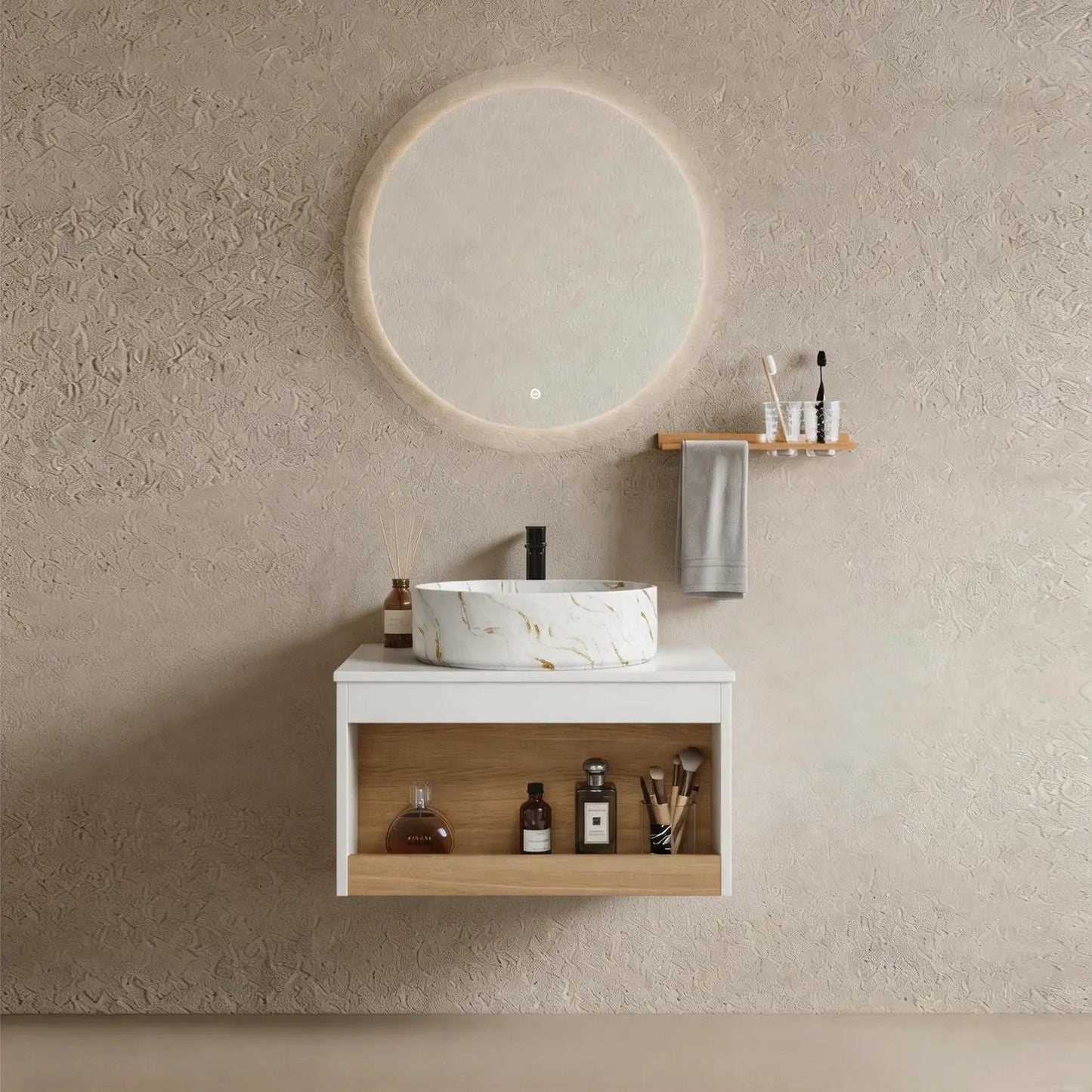 Floating Bathroom Vanity with Vessel Sink
