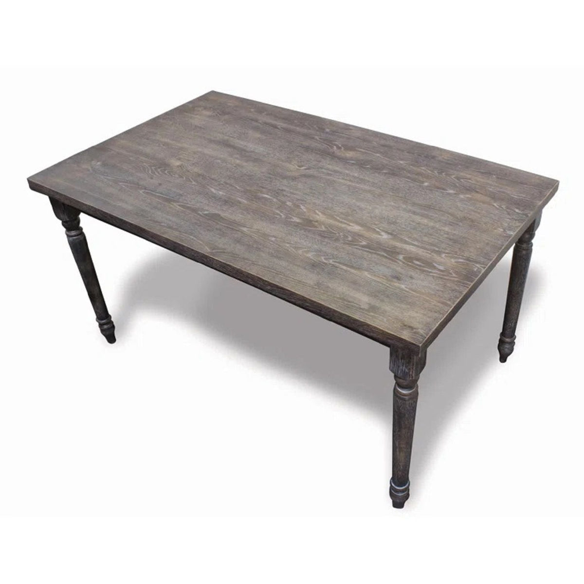 Rectangular gray dining table in distressed wood with turned legs by HouseOfZazla on Tampa Home & Garden Store