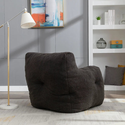Soft Teddy Fabric Bean Bag Chair With Tufted Foam
