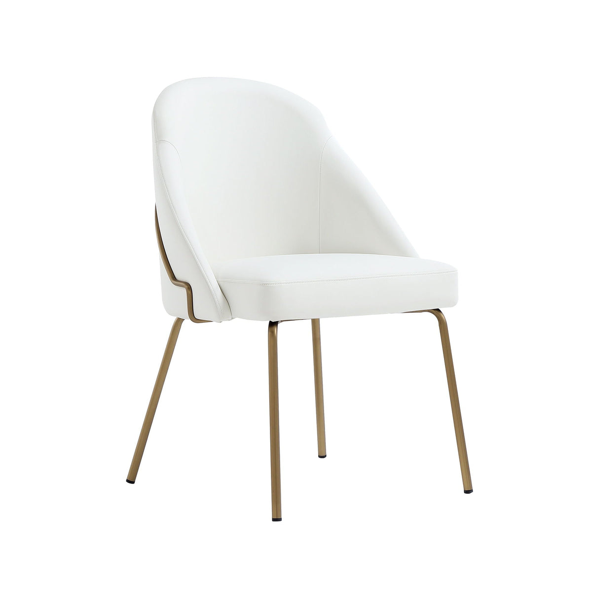 Upholstered dining chair white faux leather, high-density foam, HouseOfZazla, gold legs on Tampa Home & Garden Store