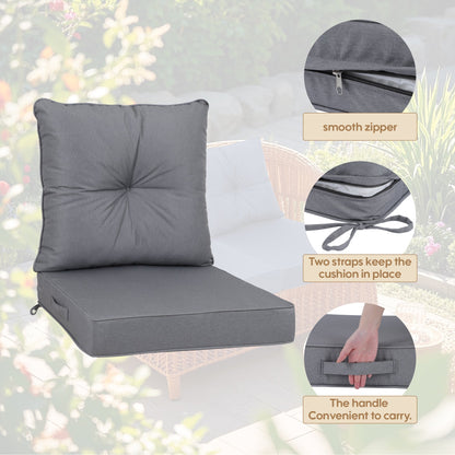 Outdoor deep seat cushions set of 2 from HouseOfZazla in gray fabric with zipper on Tampa Home & Garden Store
