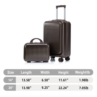 Brown ABS luggage set with 14in and 20in sizes, spinner wheels, cosmetic case by HouseOfZazla on Tampa Home & Garden Store