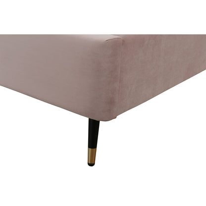 Crosby upholstered bed in taupe fabric with black leg and gold-tipped accent on Tampa Home & Garden Store