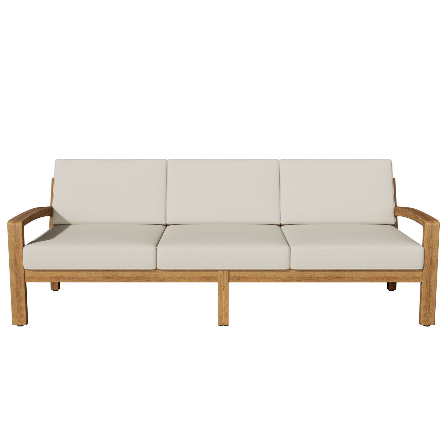 Outdoor L-shaped 3pc Acacia Wood Patio Sofa Set by HouseOfZazla with beige cushions on Tampa Home & Garden Store