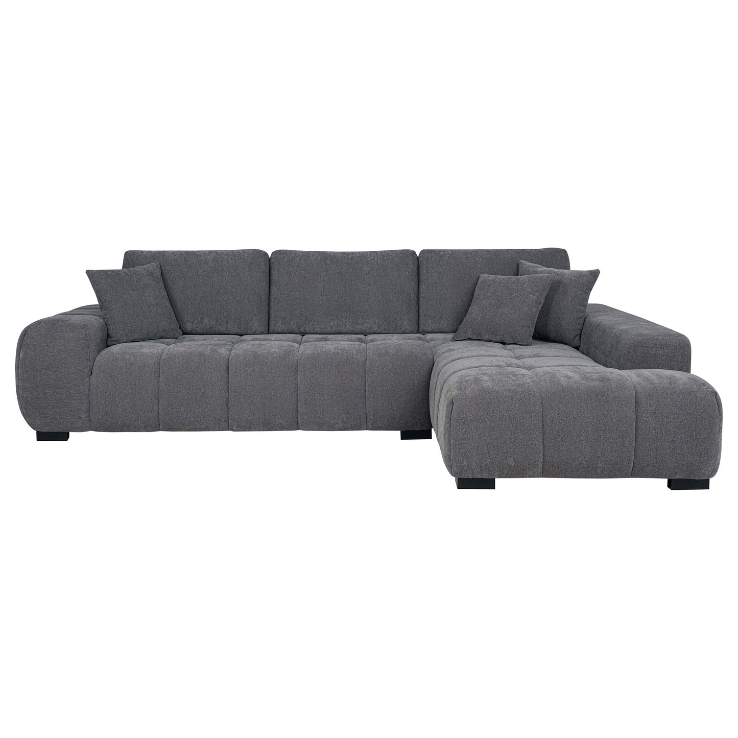 Plather Sectional Chaise Sofa gray fabric by HouseOfZazla, stationary sectional on Tampa Home & Garden Store
