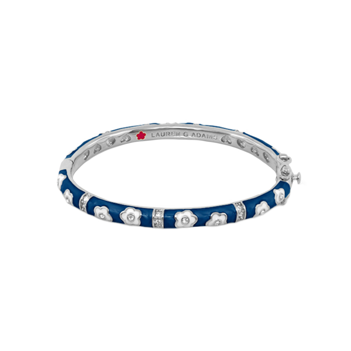 Flower Girl Bangle blue enamel with white flower charms crystal accents Lauren G Adams on Tampa Home & Garden Store