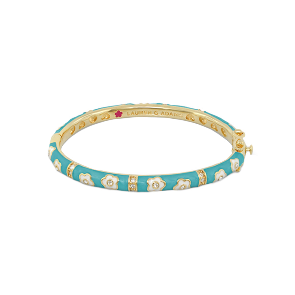 Flower Girl Bangle turquoise enamel bracelet with white flower accents Lauren G Adams on Tampa Home & Garden Store