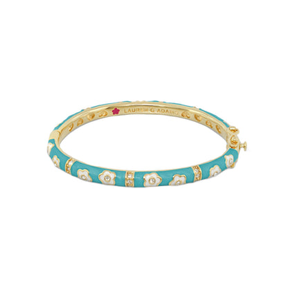 Flower Girl Bangle turquoise enamel bracelet with white flower accents Lauren G Adams on Tampa Home & Garden Store