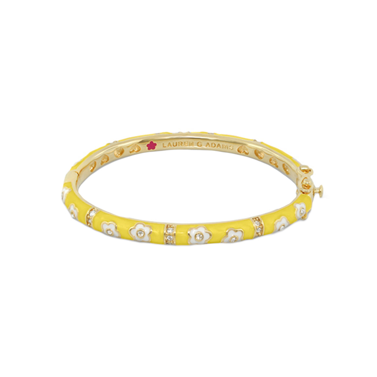 Flower Girl Bangle in yellow enamel with white flowers by Lauren G Adams on Tampa Home & Garden Store