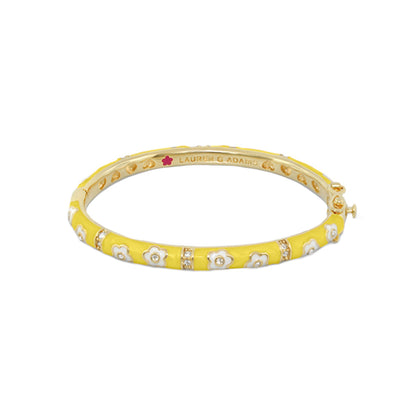 Flower Girl Bangle in yellow enamel with white flowers by Lauren G Adams on Tampa Home & Garden Store