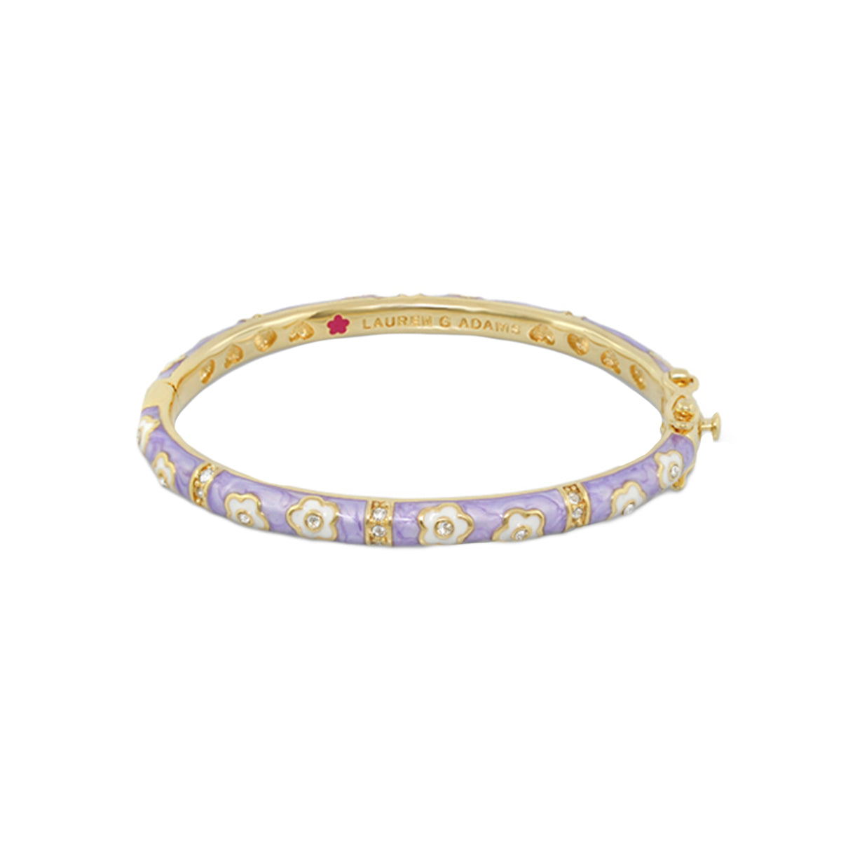 Flower Girl Bangle purple enamel with white flowers and crystals gold-tone Lauren G Adams on Tampa Home & Garden Store