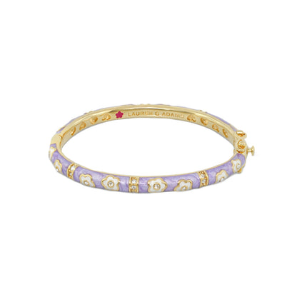 Flower Girl Bangle purple enamel with white flowers and crystals gold-tone Lauren G Adams on Tampa Home & Garden Store