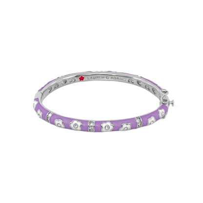Flower Girl Bangle bracelet in purple enamel with silver flower charms, Lauren G Adams on Tampa Home & Garden Store