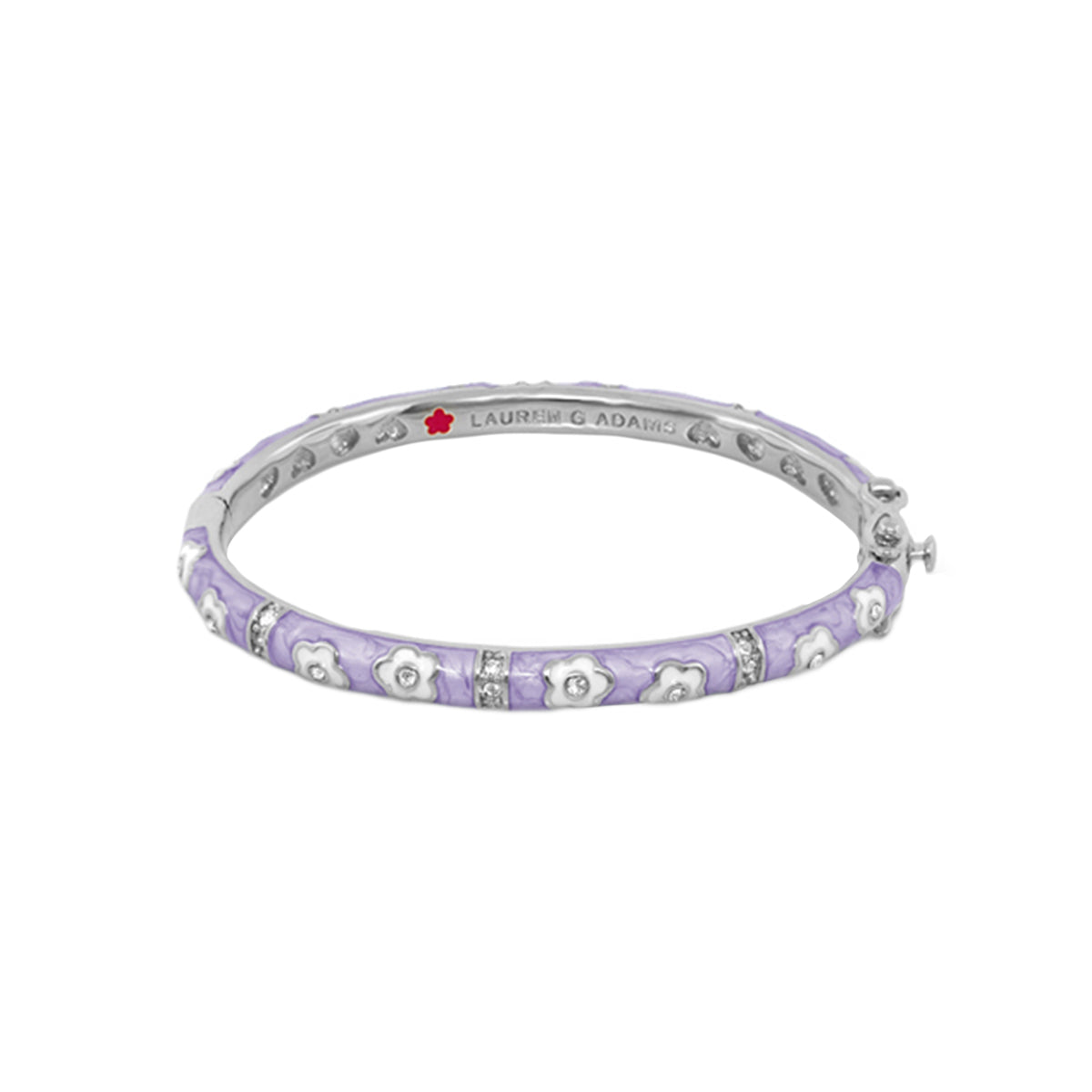 Flower Girl Bangle lavender enamel bracelet with white flower charms and crystals, Lauren G Adams on Tampa Home & Garden Store