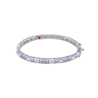 Flower Girl Bangle lavender enamel bracelet with white flower charms and crystals, Lauren G Adams on Tampa Home & Garden Store