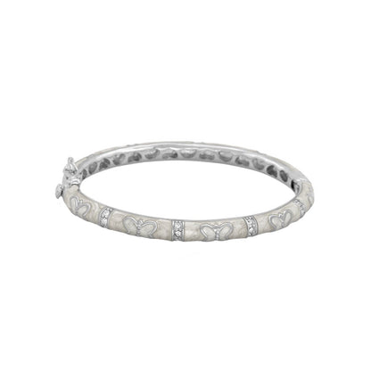 Petite Butterfly Bangle baby bracelet in silver tone with heart motifs and crystal accents on Tampa Home & Garden Store