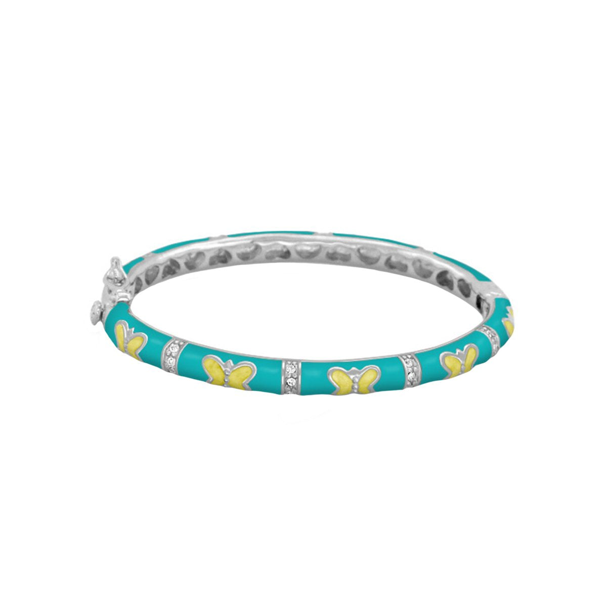 Petite Butterfly Bangle turquoise with yellow butterflies and crystal spacers by Lauren G Adams on Tampa Home & Garden Store