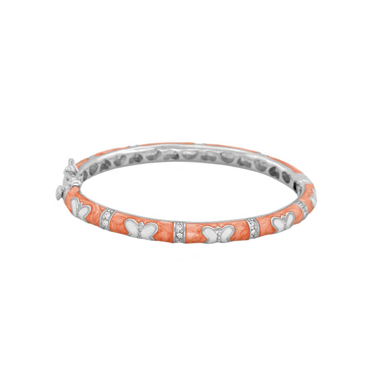 Petite Butterfly Bangle baby bracelet by Lauren G Adams with orange enamel and butterfly accents on Tampa Home & Garden Store