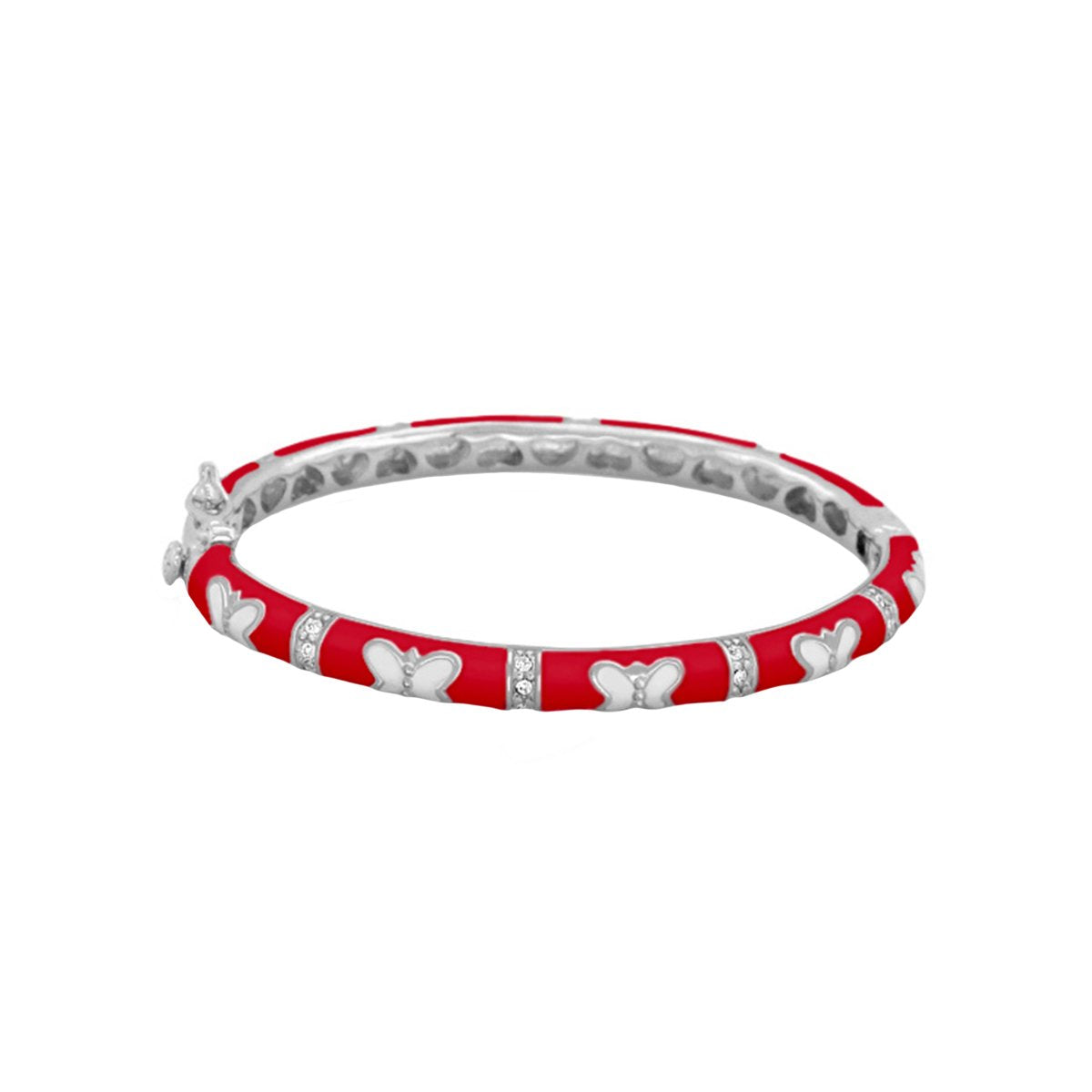 Petite Butterfly Bangle baby bracelet in red enamel with silver butterfly charms Lauren G Adams on Tampa Home & Garden Store