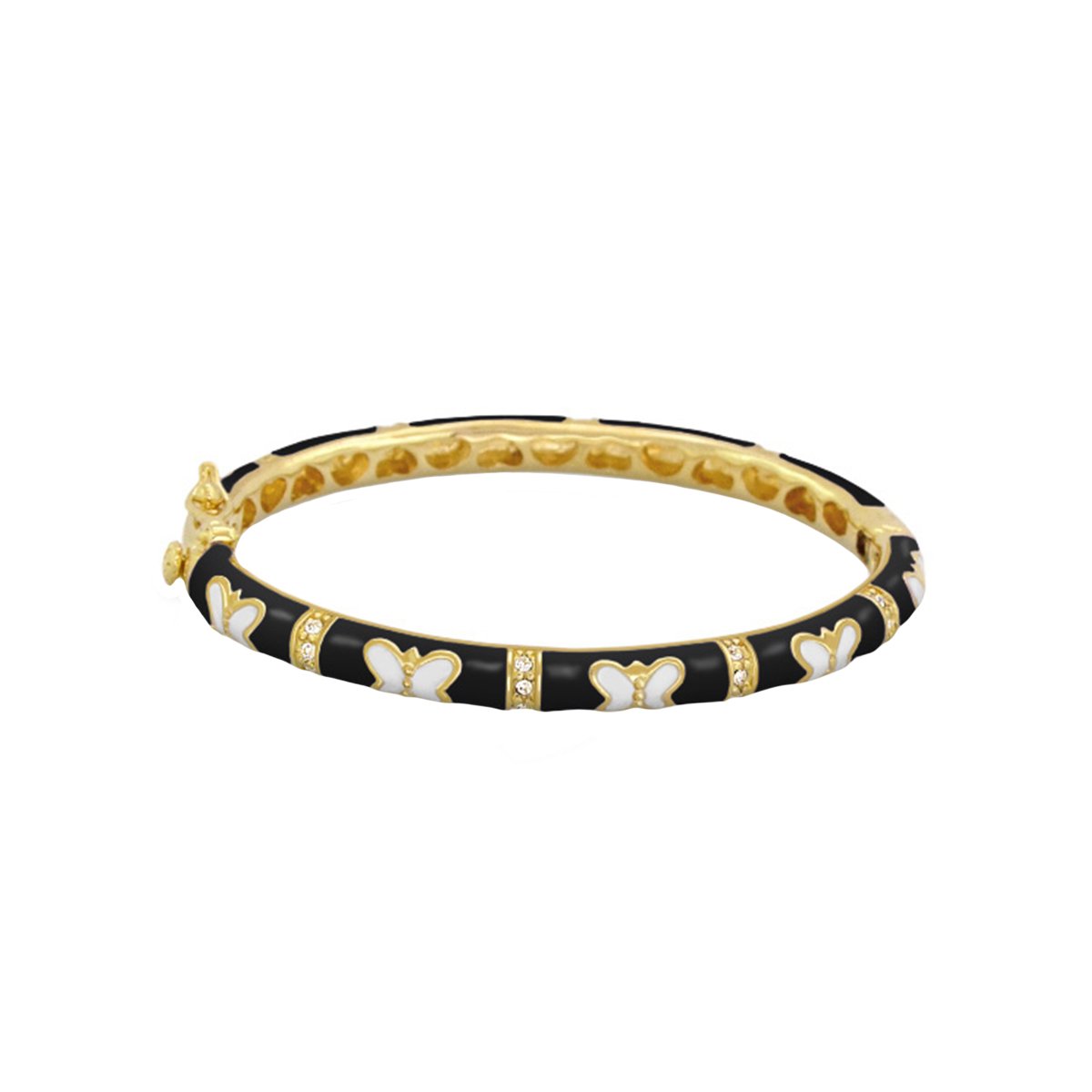 Petite Butterfly Bangle by Lauren G Adams in black enamel with butterfly motif and gold trim on Tampa Home & Garden Store