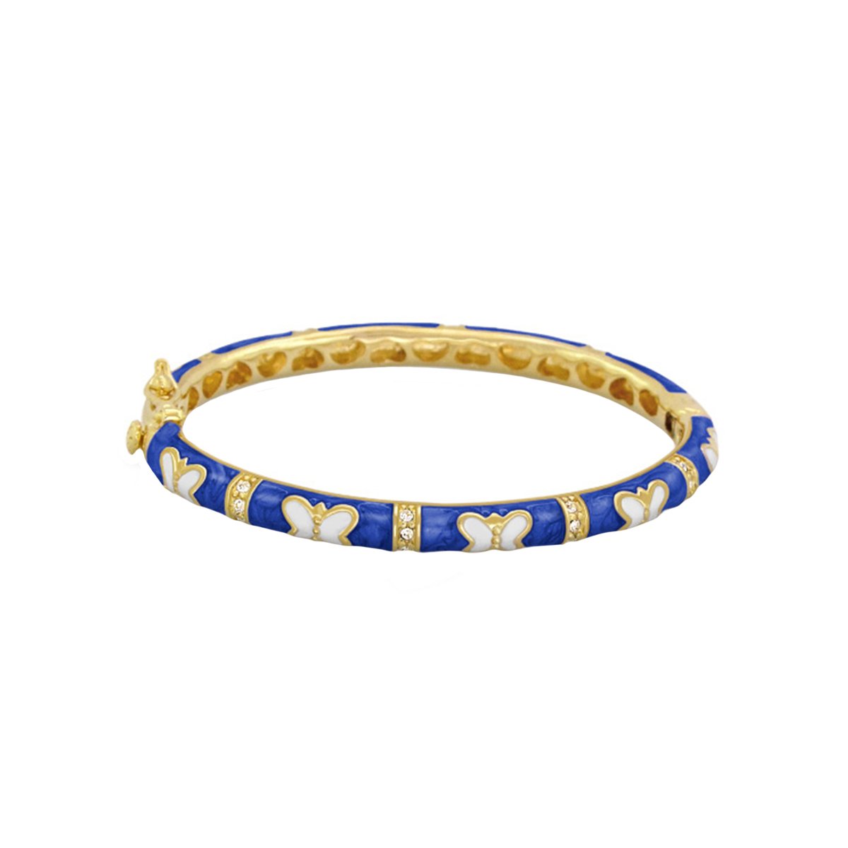 Petite Butterfly Bangle blue enamel with white butterflies and gold trim Lauren G Adams on Tampa Home & Garden Store