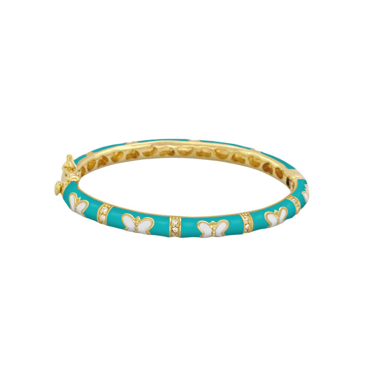 Petite Butterfly Baby Bangle teal enamel bracelet with white butterfly Lauren Adams on Tampa Home & Garden Store