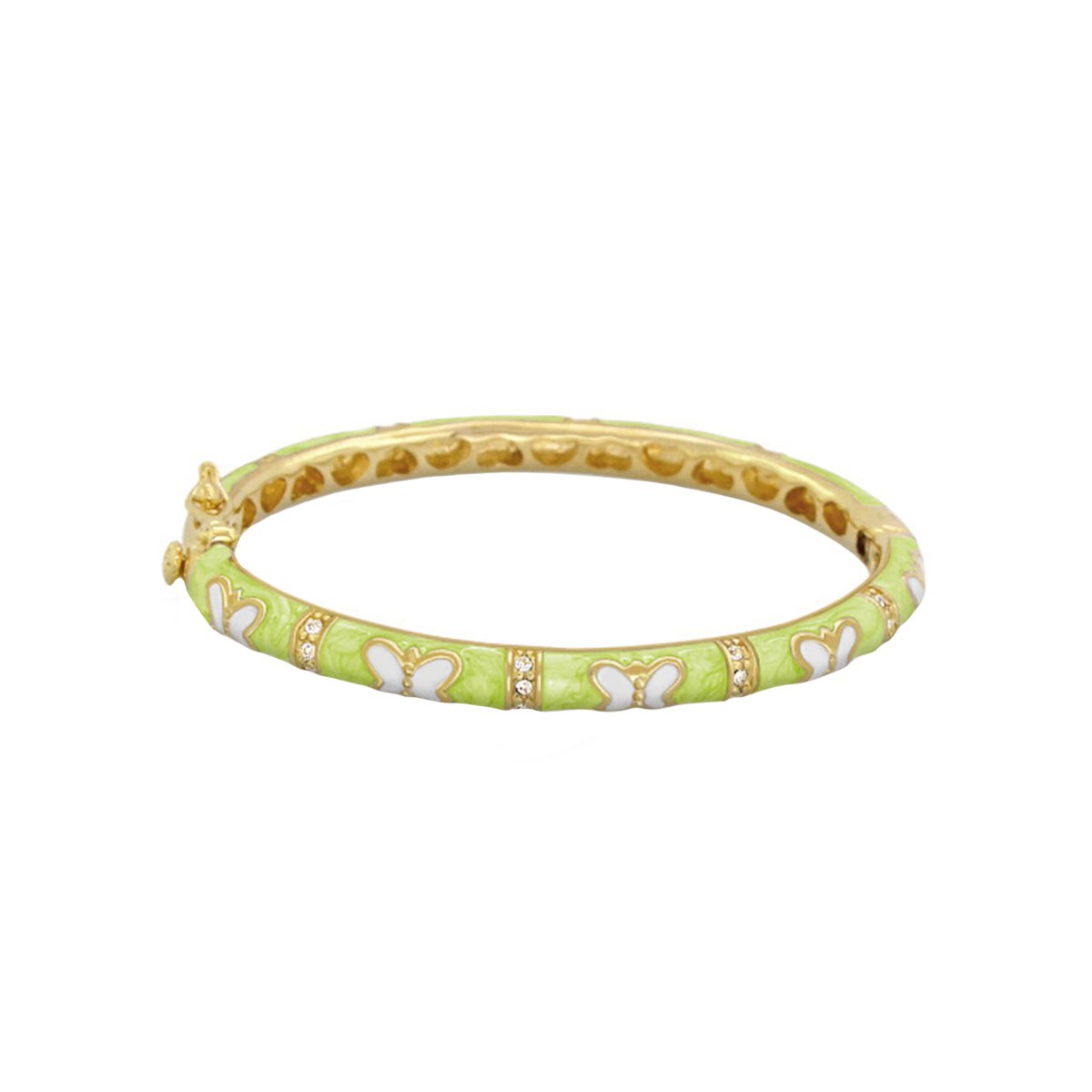 Petite Butterfly Bangle baby bracelet in lime green enamel by Lauren G Adams with gold accents on Tampa Home & Garden Store