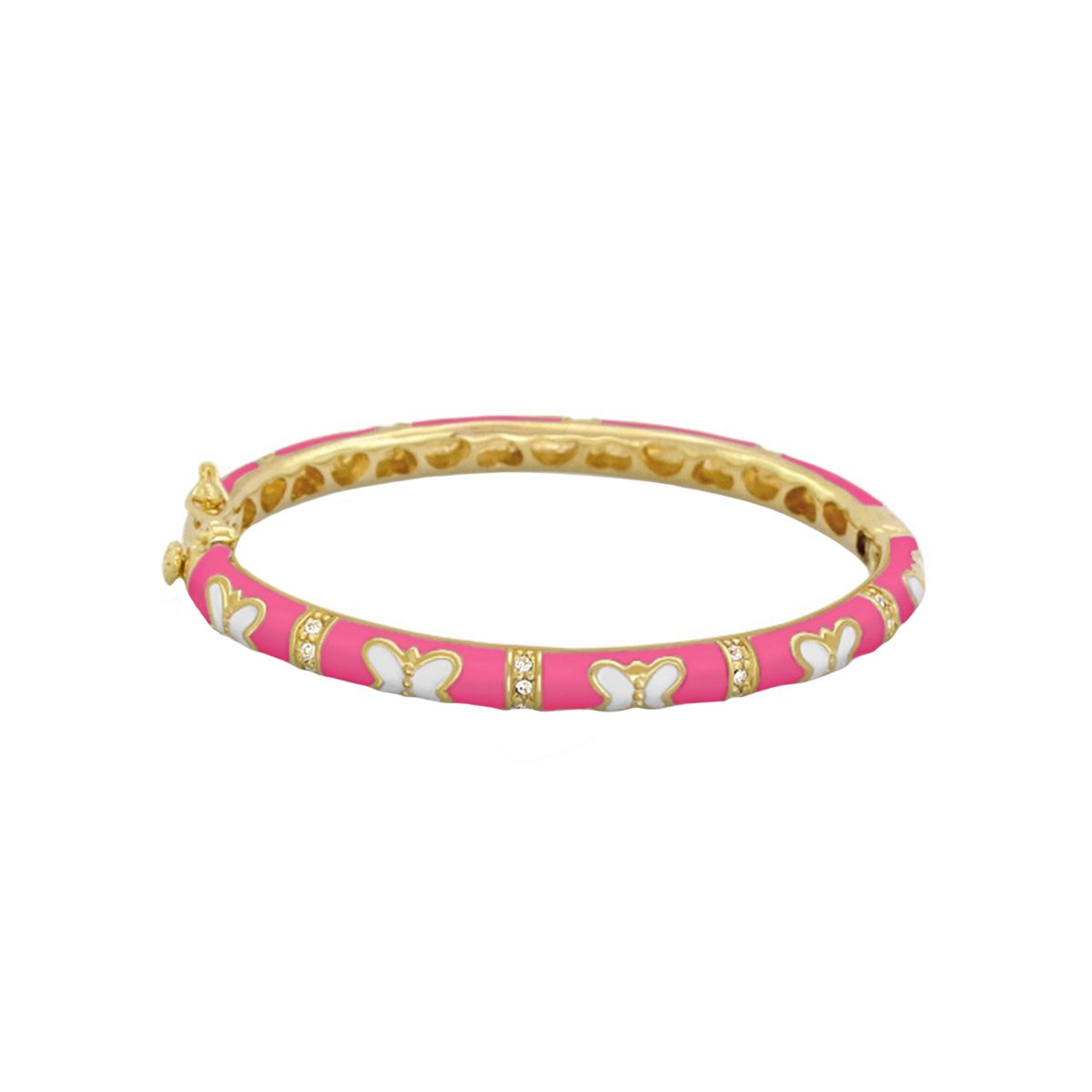 Petite Butterfly Bangle pink enamel baby bracelet with gold-tone trim Lauren G Adams on Tampa Home & Garden Store