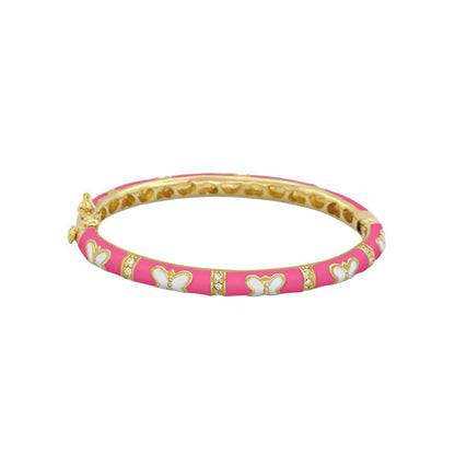 Petite Butterfly Bangle pink enamel baby bracelet with gold-tone trim Lauren G Adams on Tampa Home & Garden Store