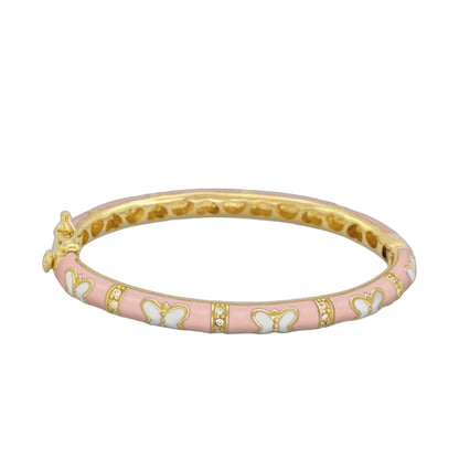Petite Butterfly Bangle pink enamel with gold butterflies Lauren G Adams on Tampa Home & Garden Store