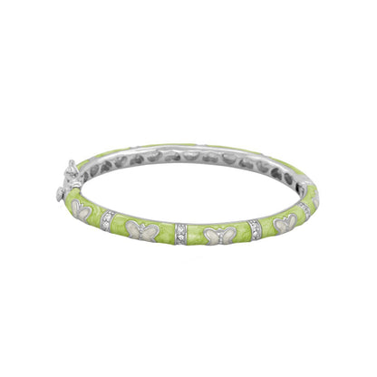Petite Butterfly Bangle in lime enamel with silver butterfly motifs and crystal accents on Tampa Home & Garden Store