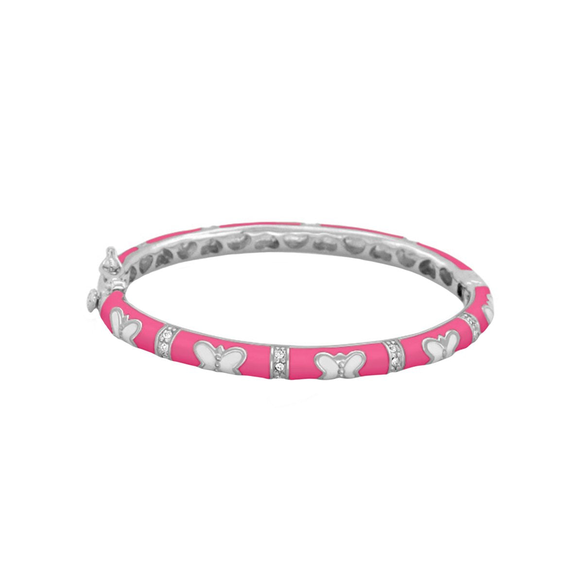 Petite Butterfly Bangle pink enamel baby bracelet with silver butterfly accents by Lauren G Adams on Tampa Home & Garden Store