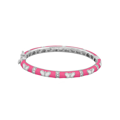 Petite Butterfly Bangle pink enamel baby bracelet with silver butterfly accents by Lauren G Adams on Tampa Home & Garden Store