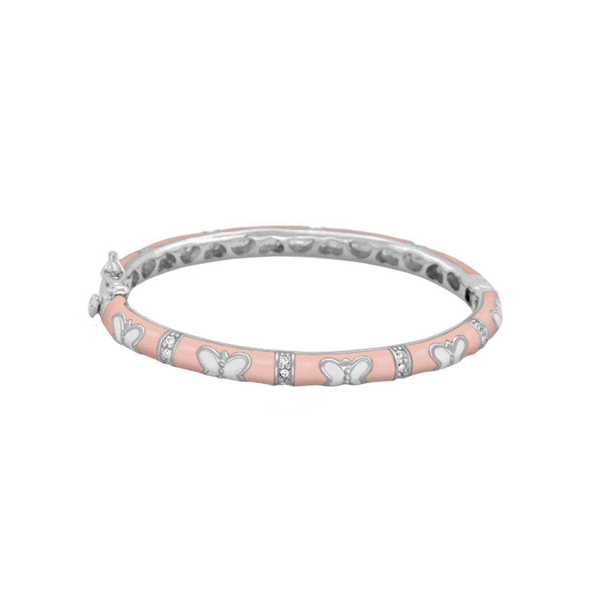 Petite Butterfly Baby Bangle by Lauren G Adams in pink enamel with silver butterfly charms on Tampa Home & Garden Store