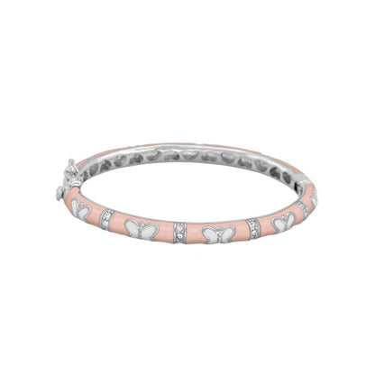 Petite Butterfly Baby Bangle by Lauren G Adams in pink enamel with silver butterfly charms on Tampa Home & Garden Store