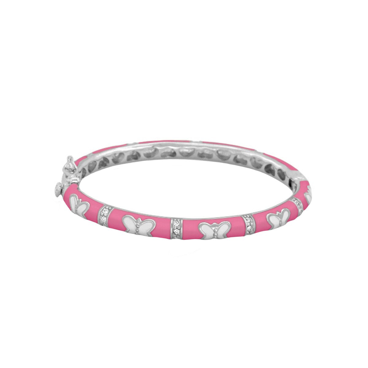 Petite Butterfly Bangle pink enamel bracelet with butterfly charms and crystals on Tampa Home & Garden Store