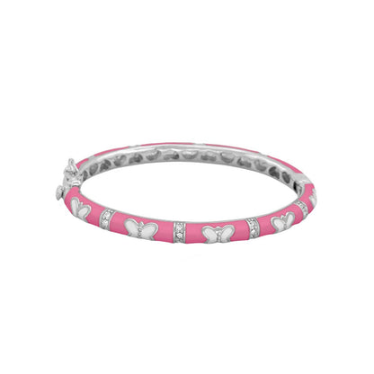 Petite Butterfly Bangle pink enamel bracelet with butterfly charms and crystals on Tampa Home & Garden Store