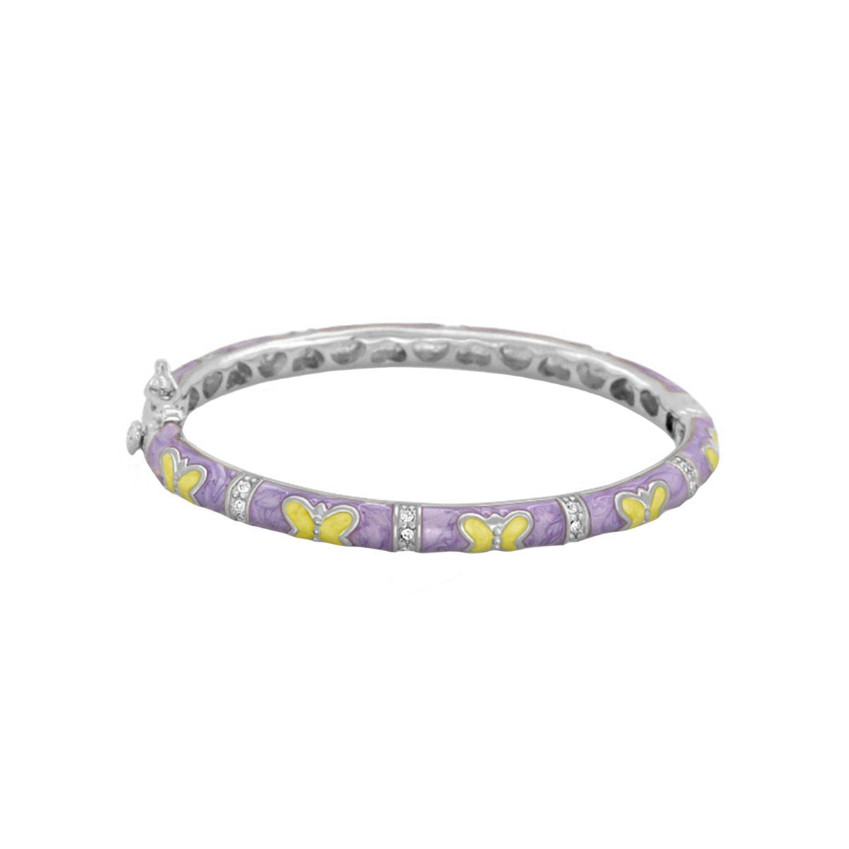 Petite Butterfly Bangle baby bracelet in purple enamel with yellow butterflies by Lauren G Adams on Tampa Home & Garden Store