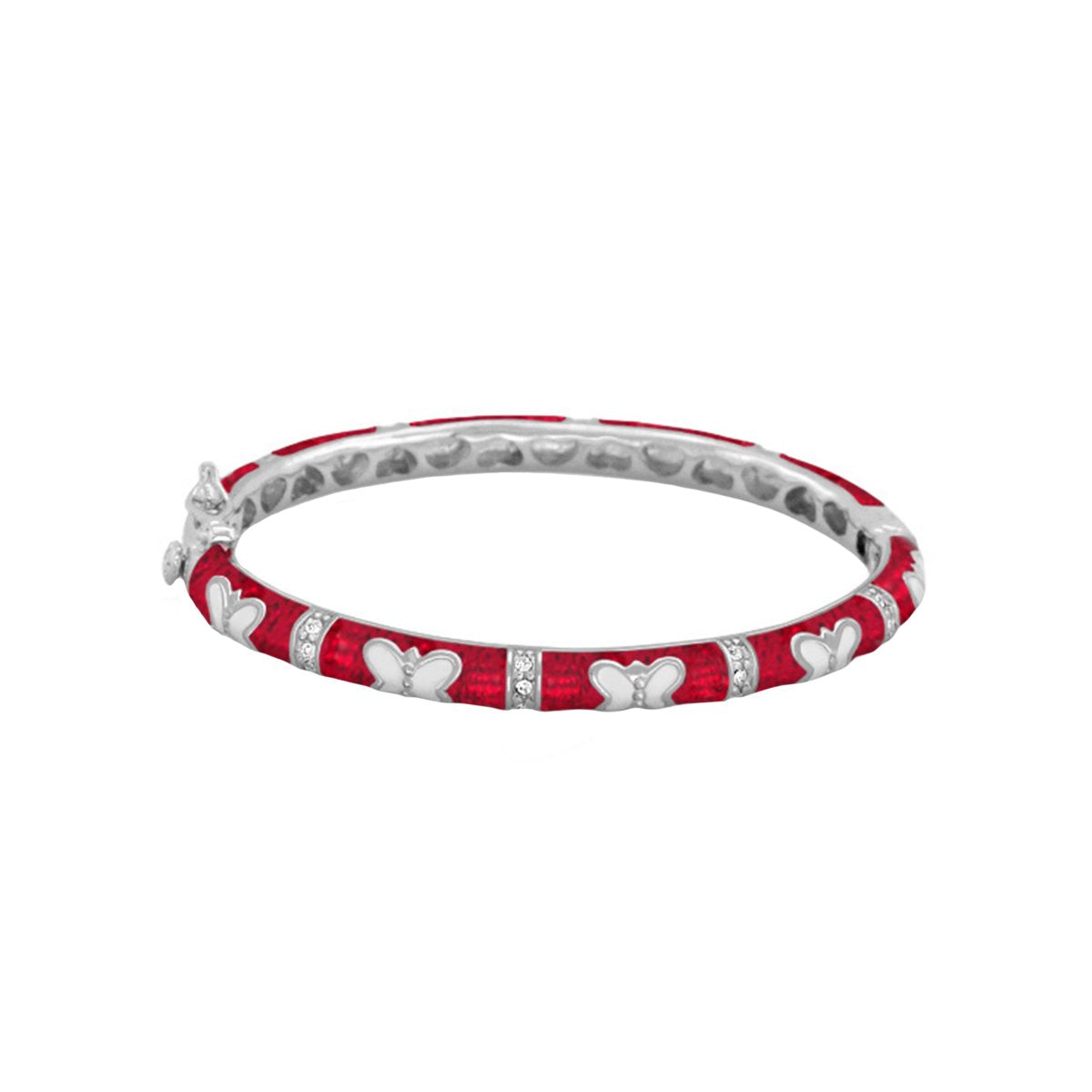 Petite butterfly baby bangle in red enamel with silver butterfly charms by Lauren G Adams on Tampa Home & Garden Store