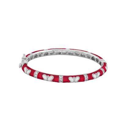 Petite butterfly baby bangle in red enamel with silver butterfly charms by Lauren G Adams on Tampa Home & Garden Store