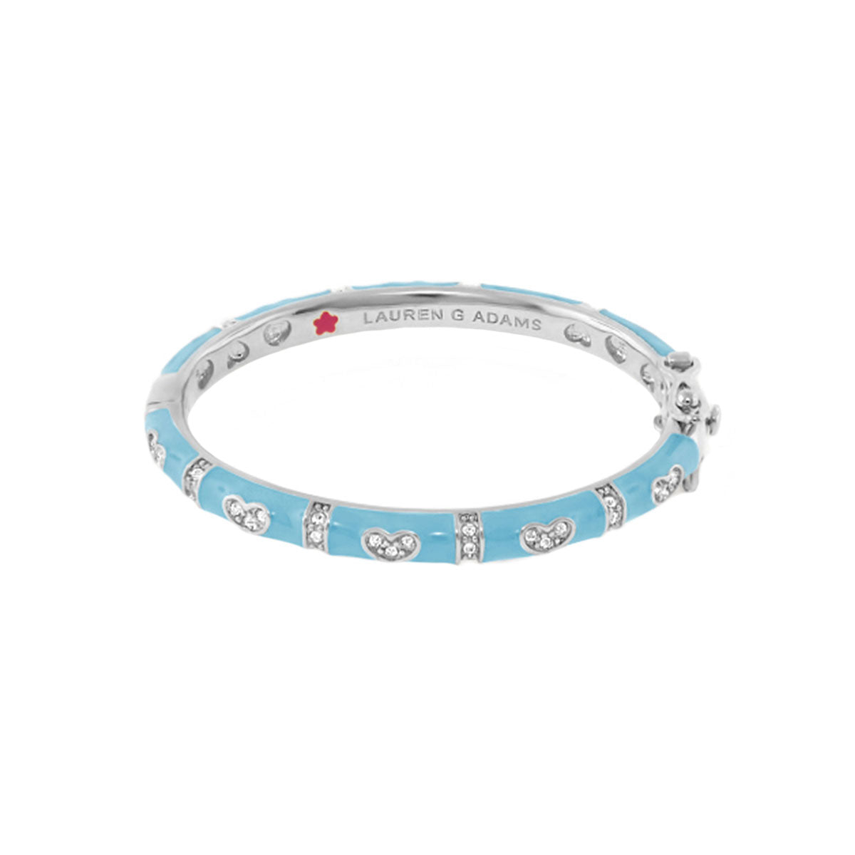 Baby Hearts Bangle blue enamel bracelet with silver heart charms and crystals Lauren G Adams on Tampa Home & Garden Store