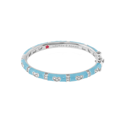 Baby Hearts Bangle blue enamel bracelet with silver heart charms and crystals Lauren G Adams on Tampa Home & Garden Store