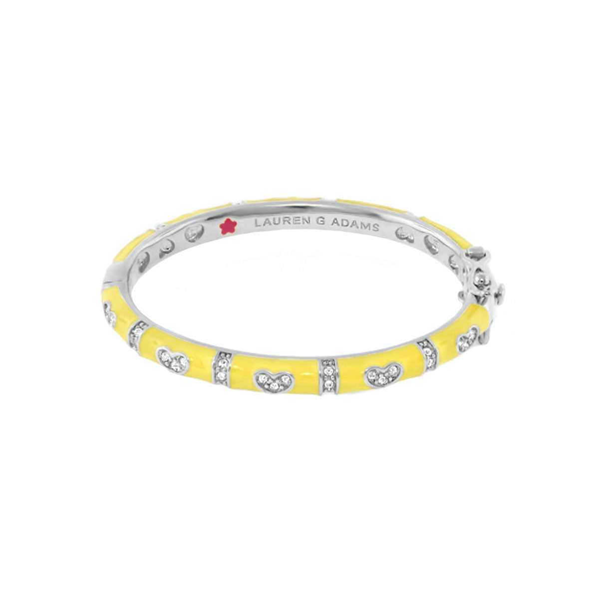 Baby Hearts Bangle girl's bracelet in yellow enamel with crystal heart charms by Lauren G Adams on Tampa Home & Garden Store