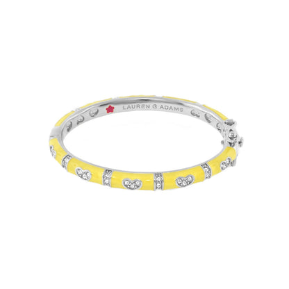 Baby Hearts Bangle girl's bracelet in yellow enamel with crystal heart charms by Lauren G Adams on Tampa Home & Garden Store