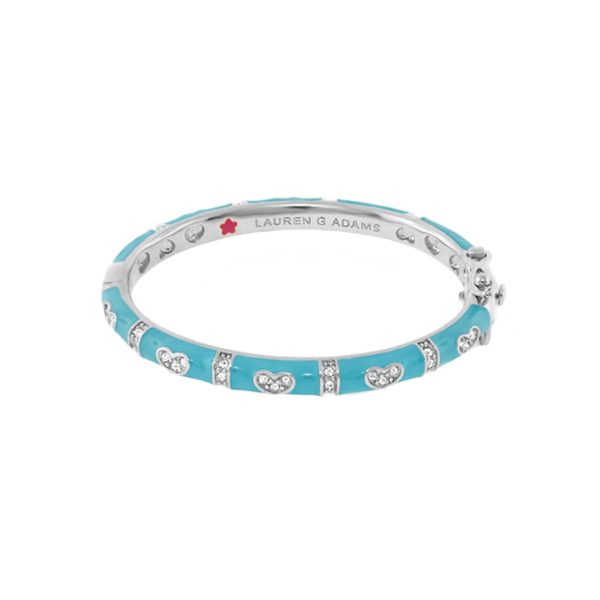 Baby Hearts Bangle by Lauren G Adams, turquoise bracelet with crystal heart accents on Tampa Home & Garden Store