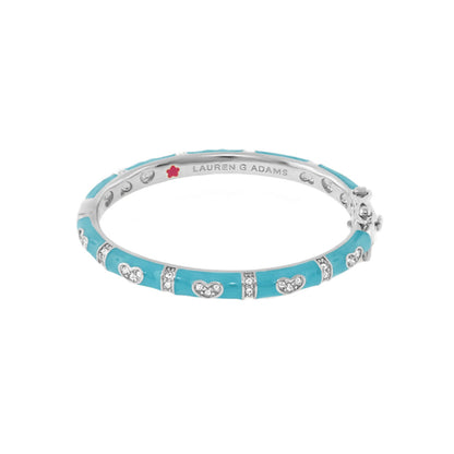 Baby Hearts Bangle by Lauren G Adams, turquoise bracelet with crystal heart accents on Tampa Home & Garden Store