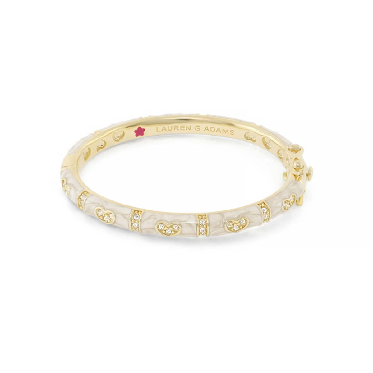 Baby Hearts Bangle by Lauren G Adams, gold-tone girl's bracelet with crystal hearts on Tampa Home & Garden Store